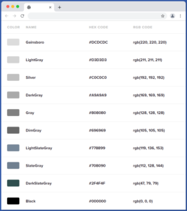 Html Unique Color Names HTML Color Names: List of Named Colors with HEX, RGB & HSL